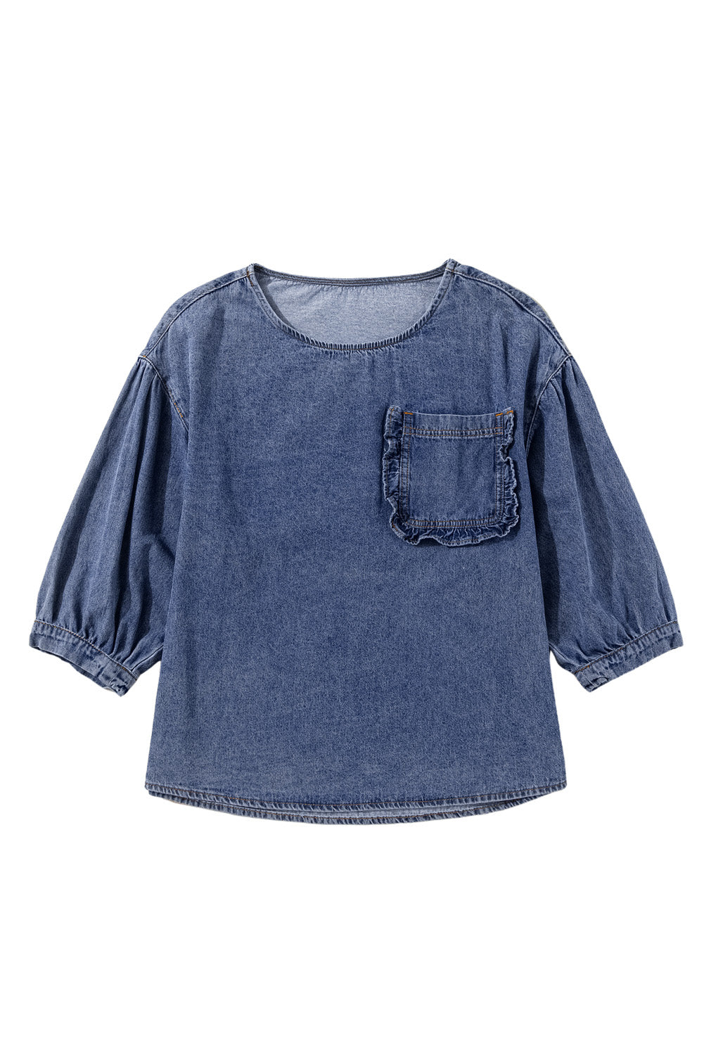 Dani Ruffled Denim Patched Blouse