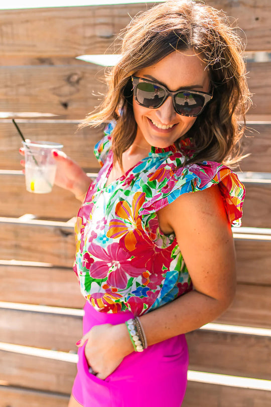 Tropical Flowers Multicolor Blouse