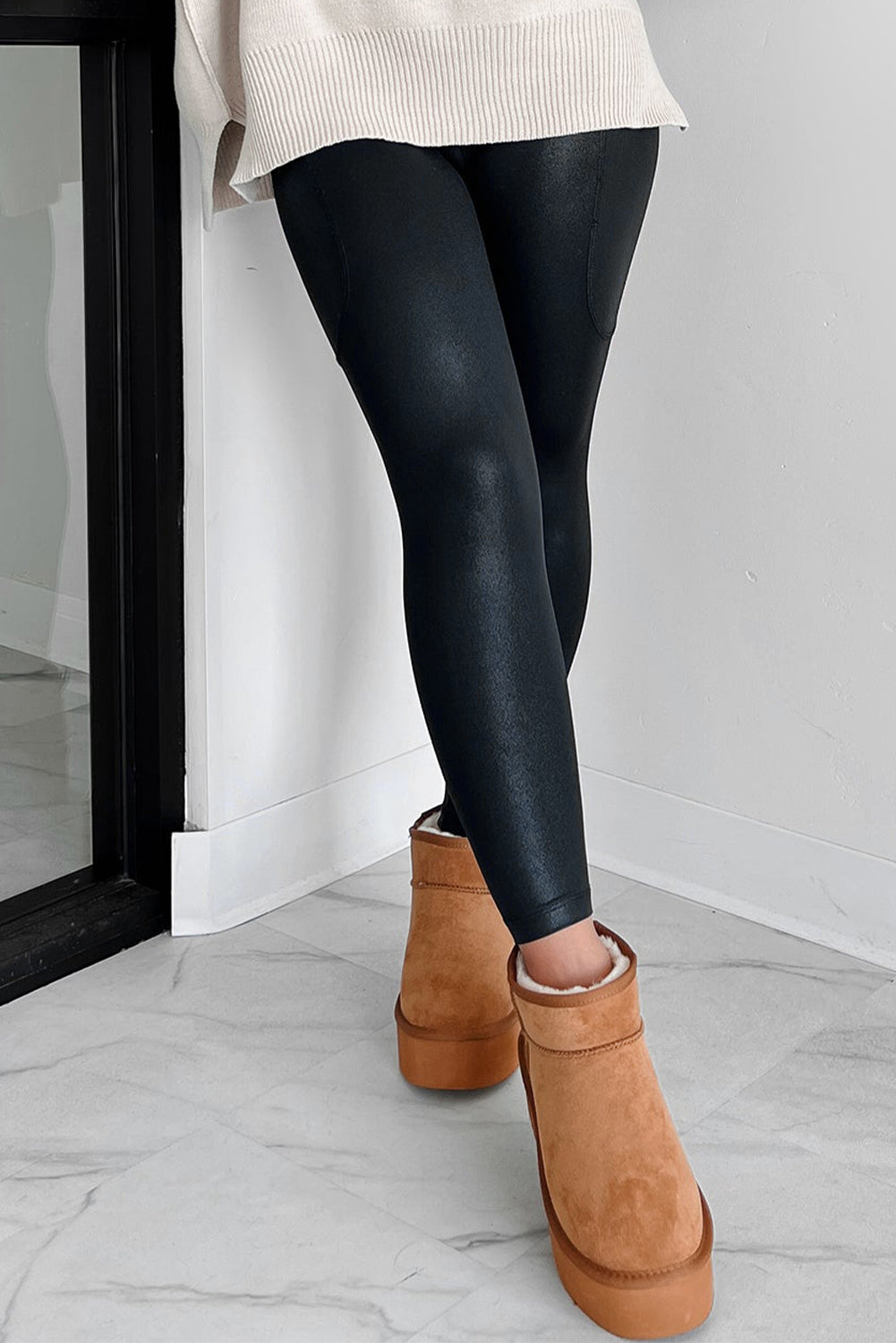 Black Crossover High Waist Leggings