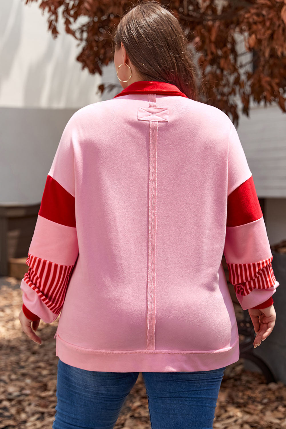 Striped Candy Cane Valentine Pink Plus Size Sweatshirt