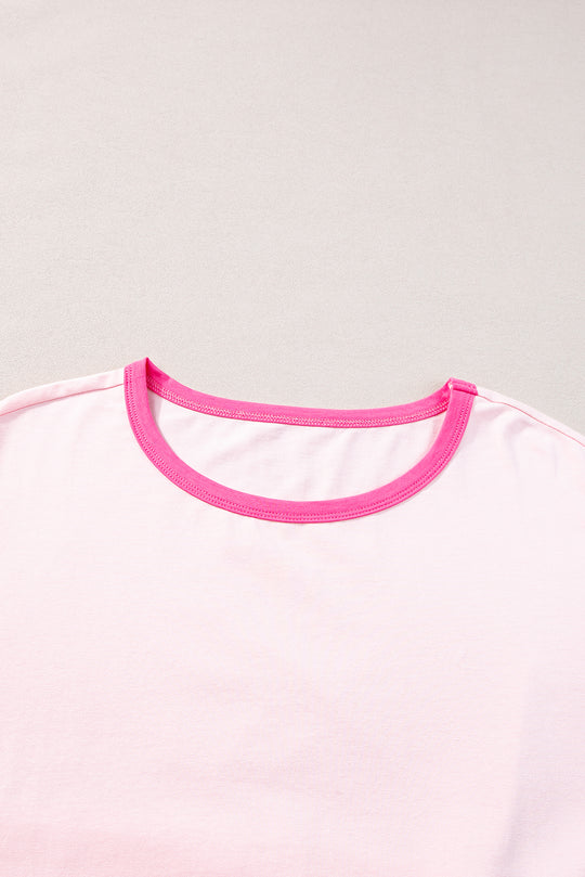 Pink Sherbert Multicolor Half Sleeve Plus Size T Shirt