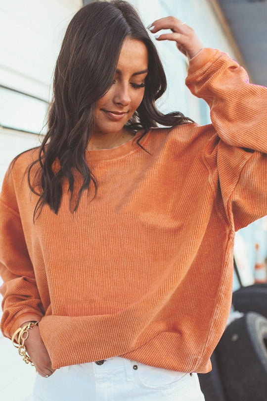 Slouchy Ribbed Corduroy Oversized Sweatshirt