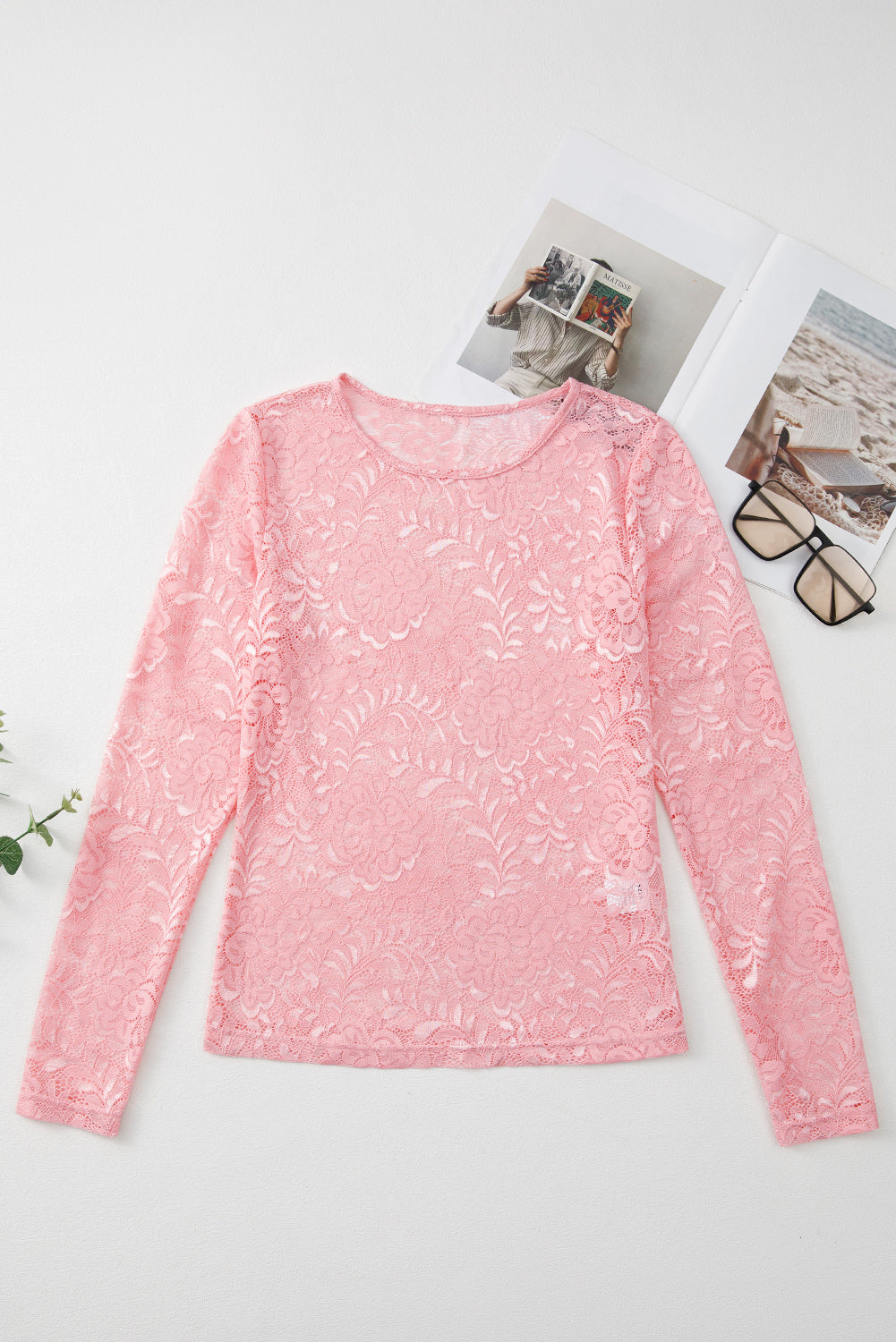 Floral Blossom See Through Lace Long Sleeve Shirt