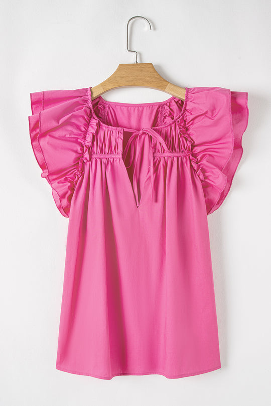 Kasey Ruffled Pink Shirred Blouse