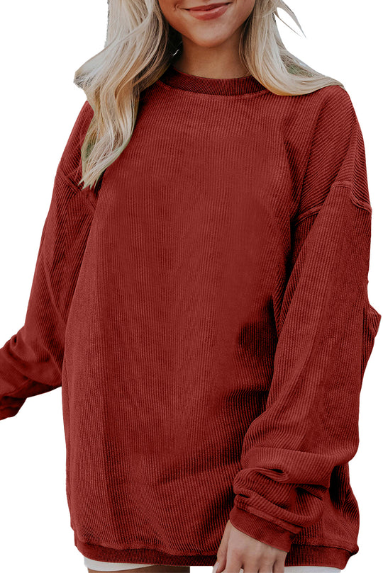 Slouchy Ribbed Corduroy Oversized Sweatshirt