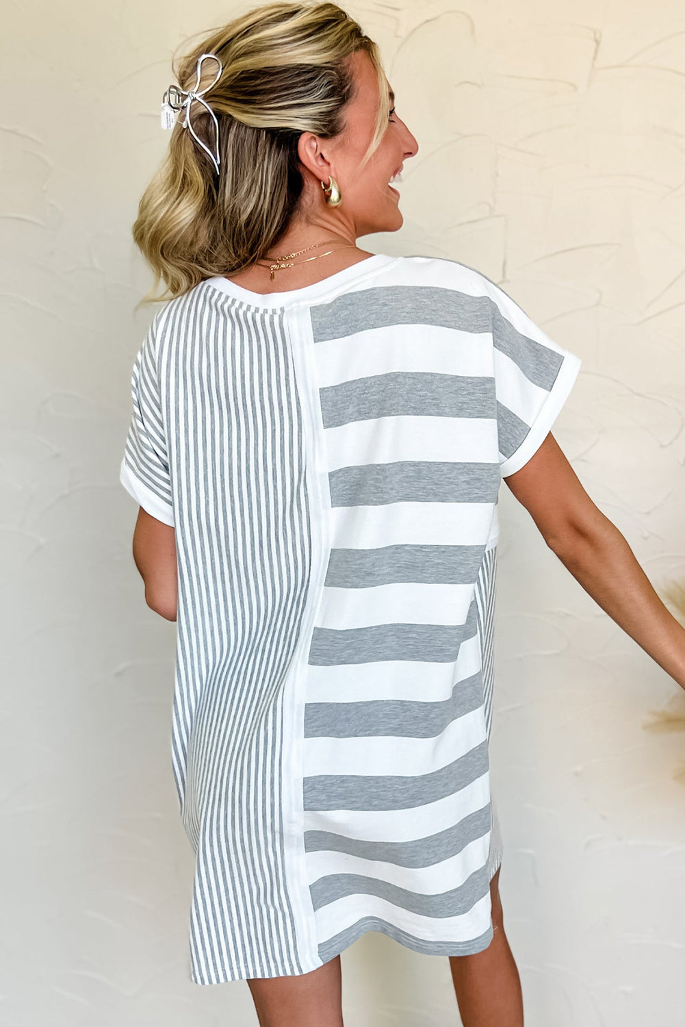 Mixed Stripes Mini T-Shirt Dress