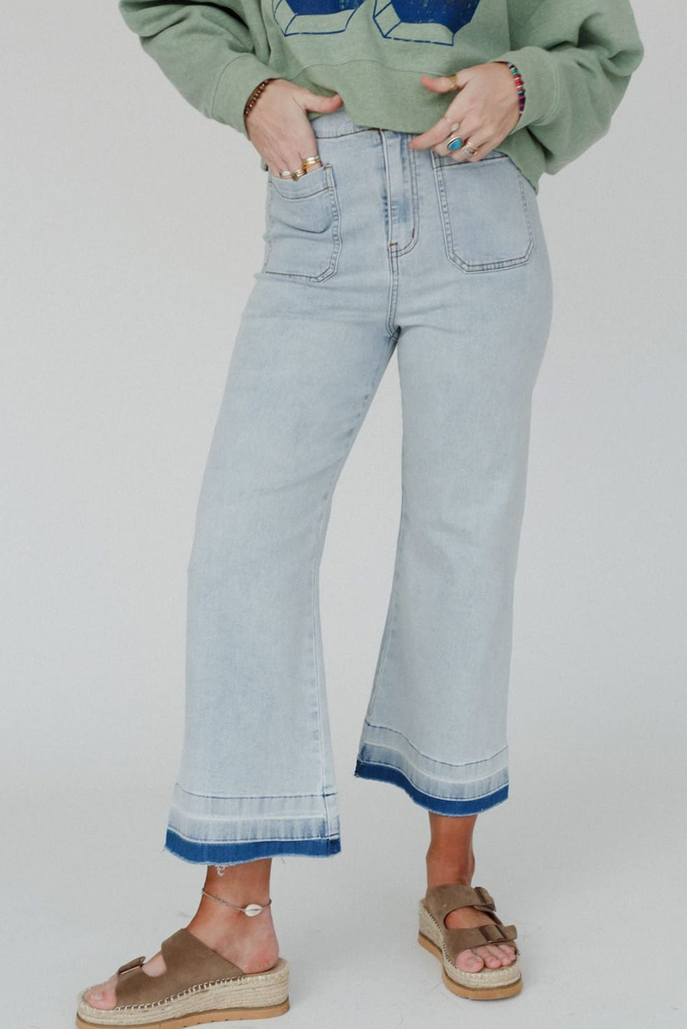 Edgy Acid Wash Cropped Denim Jeans