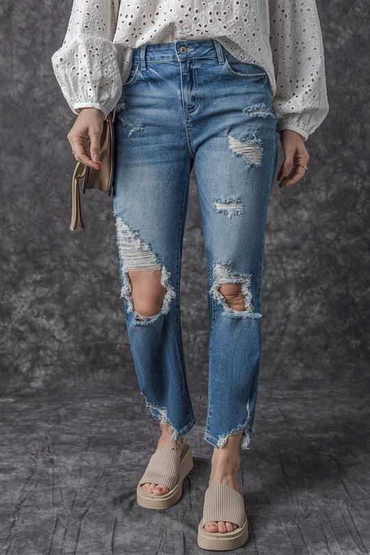 Distressed Ripped Knee Hole Denim