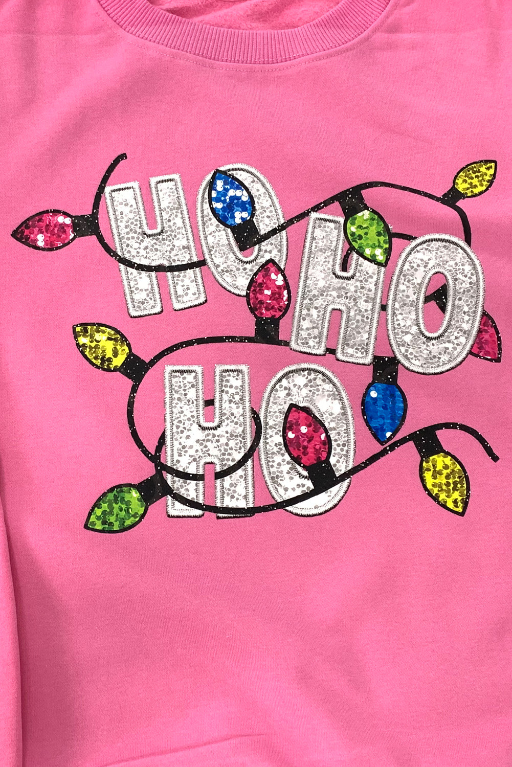 Sparkle Christmas Lights "HO HO HO" Sweatshirt