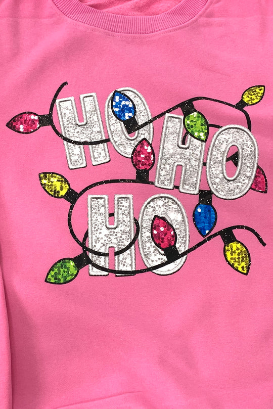 Sparkle Christmas Lights "HO HO HO" Sweatshirt