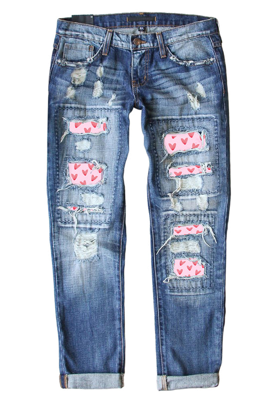  Valentine Hearts Patches Denim Jeans