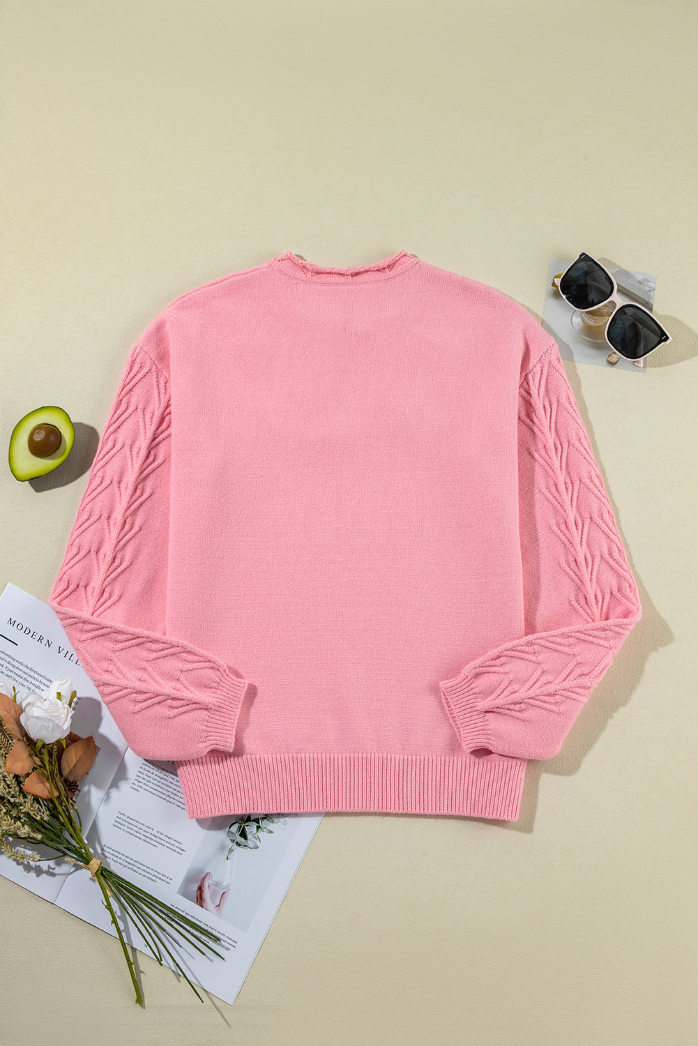 Pink Flower Blossom Knitted Sweater