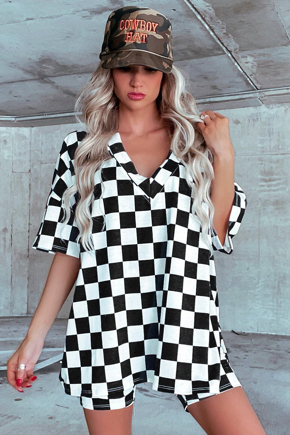 Checker Two-Piece Short Lounge Set