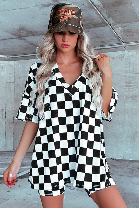 Checker Two-Piece Short Lounge Set