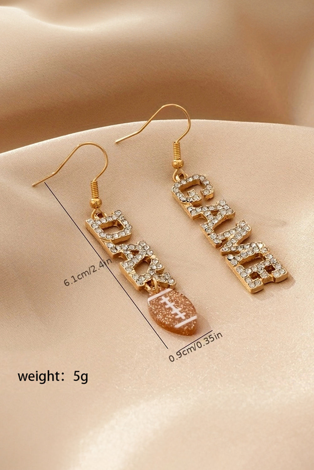 Rhinestone "GAME DAY" Football Earrings