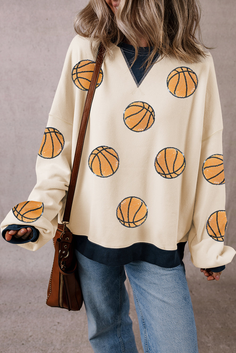 Sequin Basketball Baggy Sweatshirt