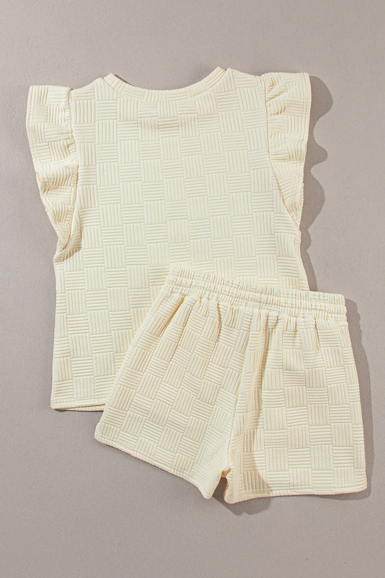 Ladies Ruffled Drawstring Bonbon Shorts Set