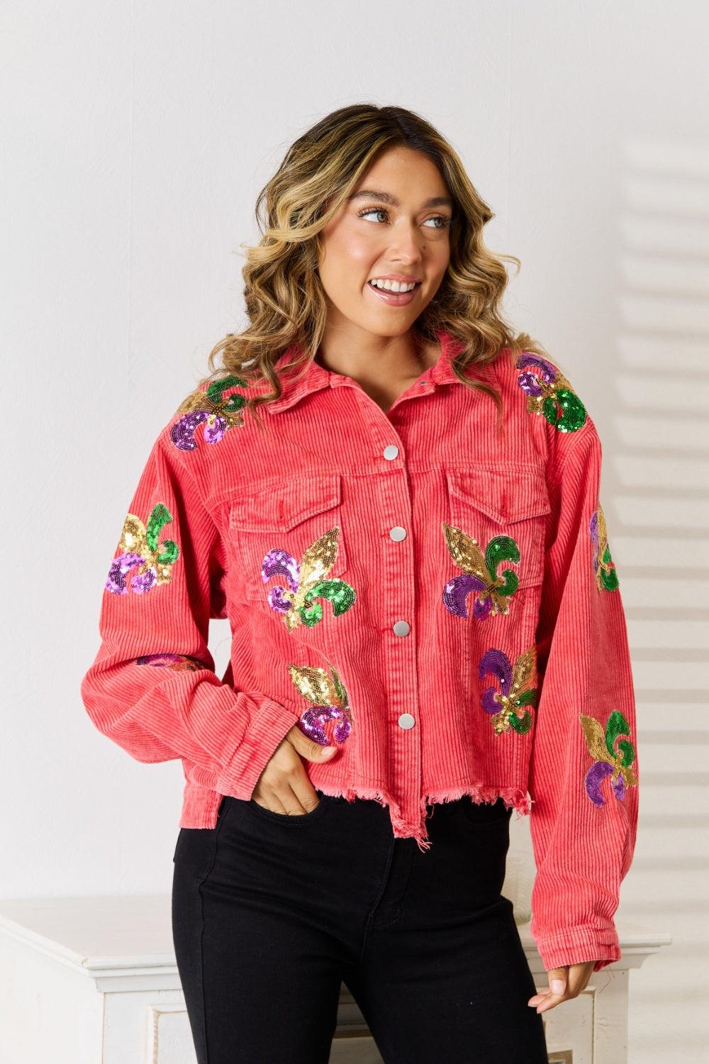 Mardi Gras Sequin Queen Denim Jacket