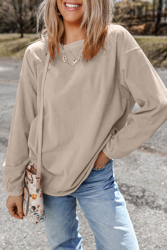 Slouchy Ribbed Corduroy Oversized Sweatshirt