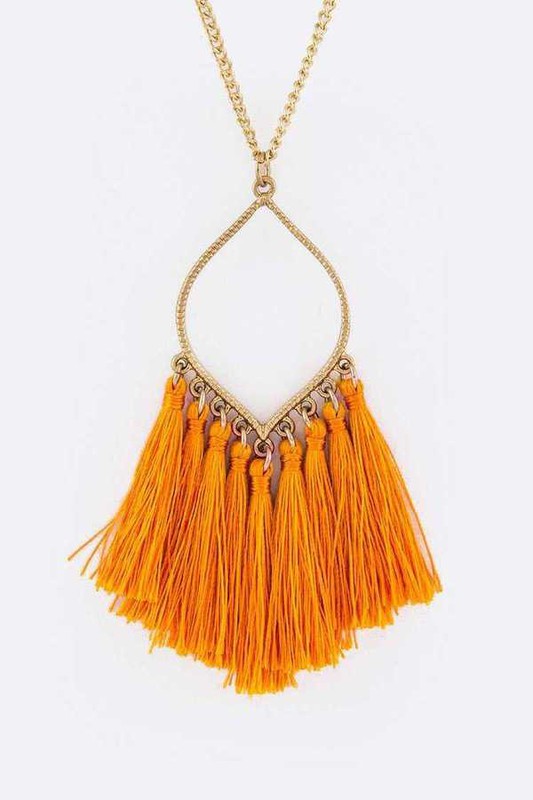 Fringe Colorful Tassels Leaf Pendant Necklace