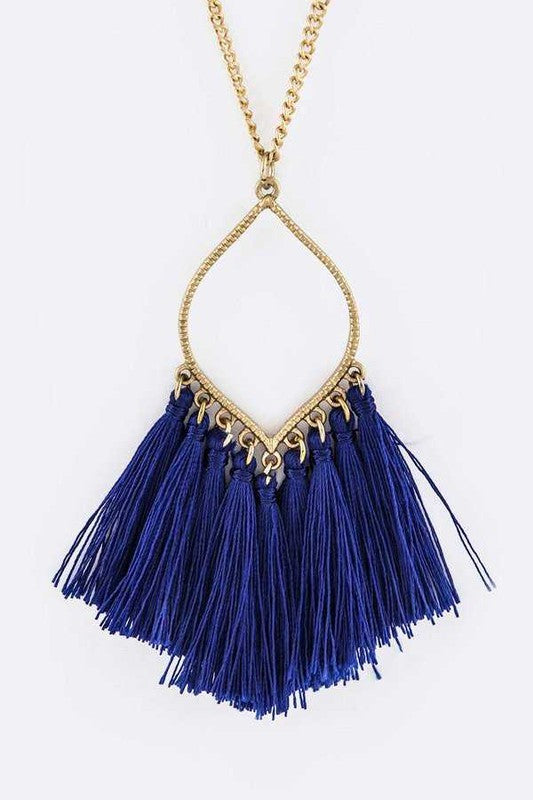 Fringe Colorful Tassels Leaf Pendant Necklace