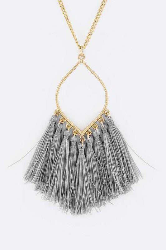 Fringe Colorful Tassels Leaf Pendant Necklace