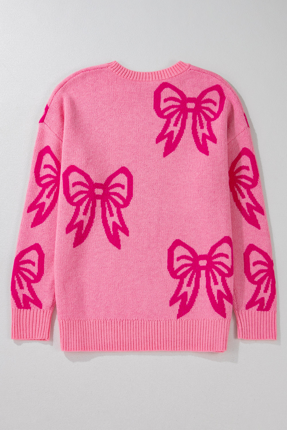 Pink Bow Pattern Loose Sweater