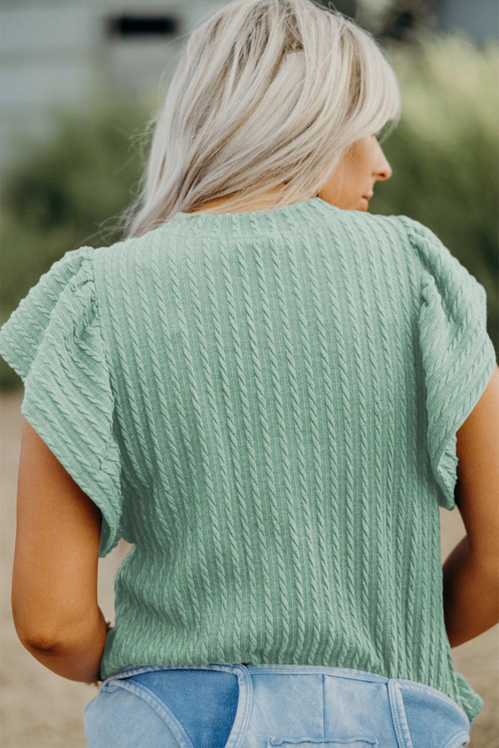 Hazel Knit Flutter Sleeve Top