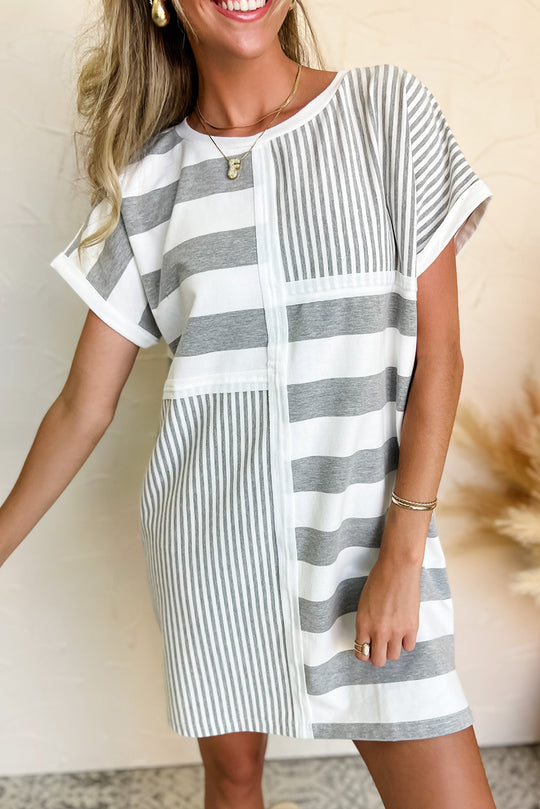 Mixed Stripes Mini T-Shirt Dress