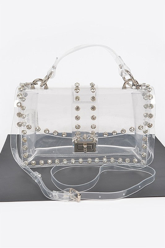  Clear Crystal Stud Crossbody Bag