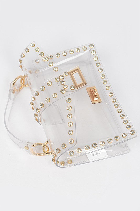  Clear Crystal Stud Crossbody Bag