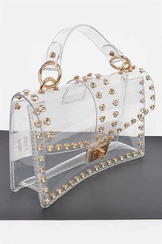  Clear Crystal Stud Crossbody Bag