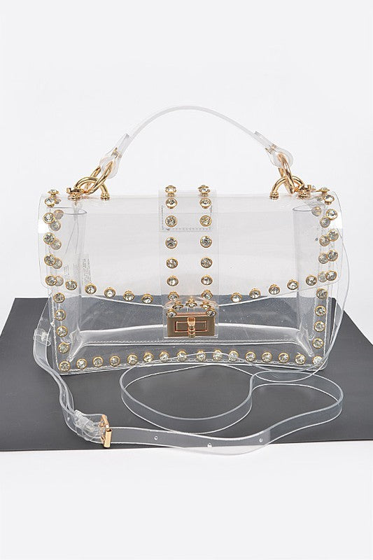  Clear Crystal Stud Crossbody Bag