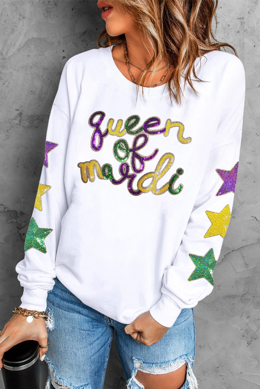 Mardi Gras "Queen of Party" Graphic Sweatshirt