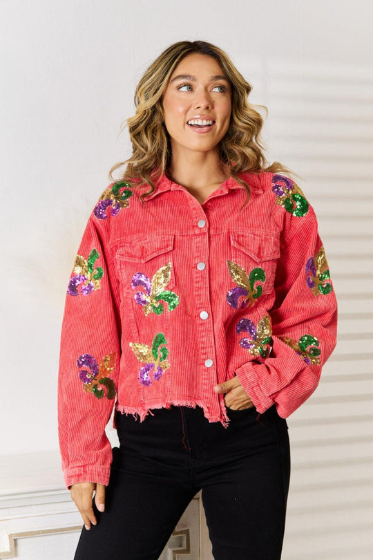 Mardi Gras Sequin Queen Denim Jacket