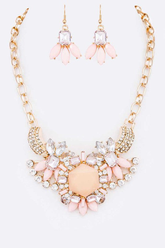 Pink Crystal Necklace Set