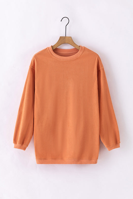 Slouchy Ribbed Corduroy Oversized Sweatshirt