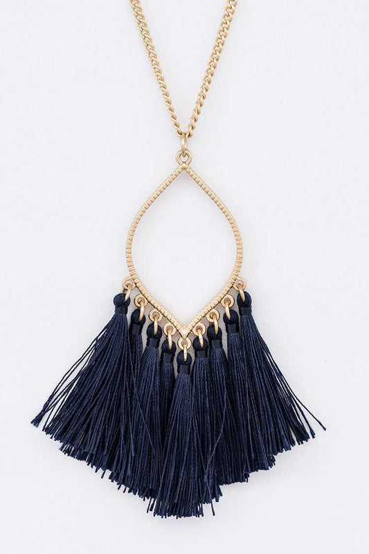 Fringe Colorful Tassels Leaf Pendant Necklace