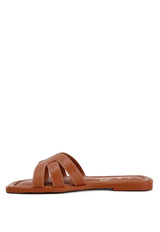 Aura Leather Flat Sandals - Klazzi Fashion Boutique