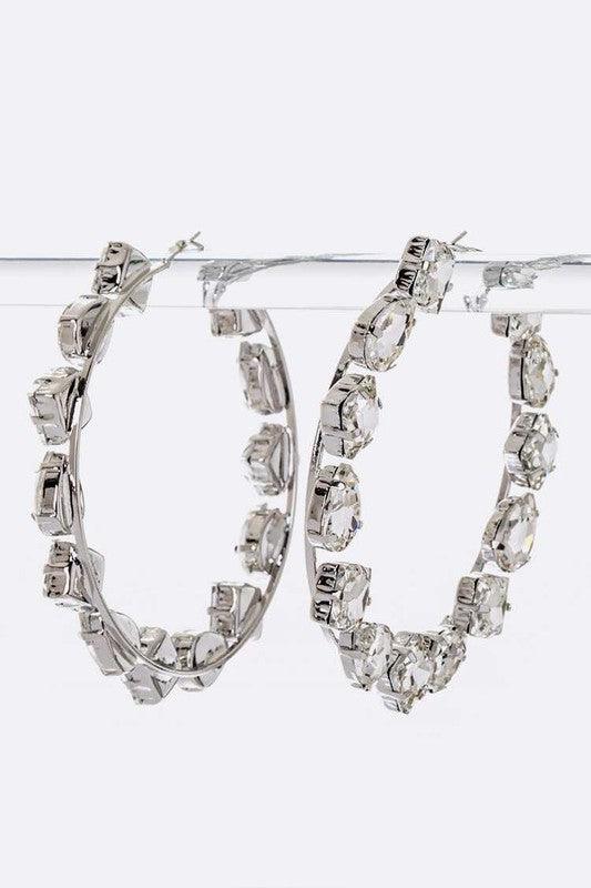 Oversize Rhinestones Hoop Earrings