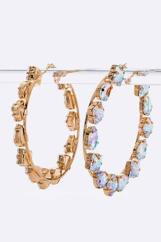 Oversize Rhinestones Hoop Earrings