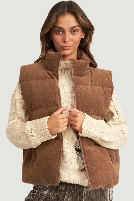 Corduroy Zip Puffer Vest