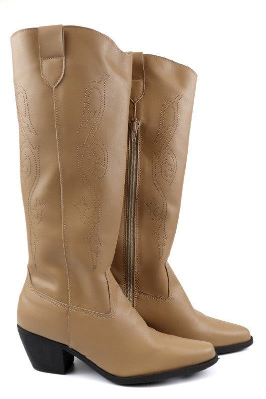 Samantha Western Style Tall Boots - Klazzi Fashion Boutique