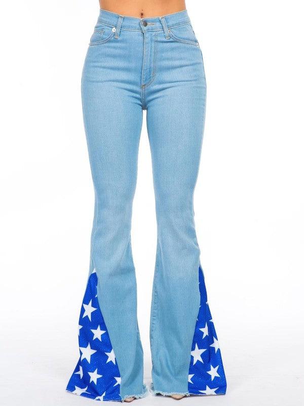 Sassy And Stars Bell Bottom Denim