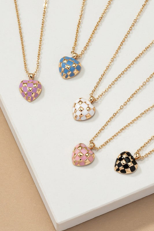  Heart Checkered Necklace