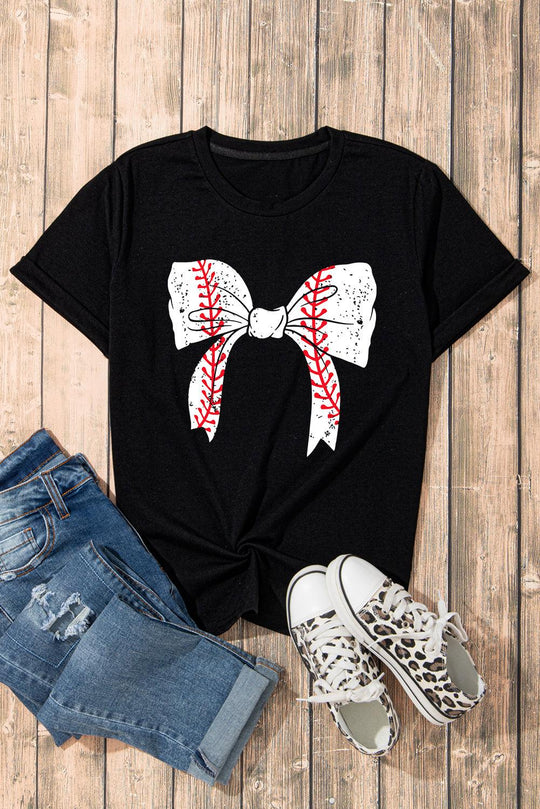 Baseball Bowknot Graphic T-Shirt