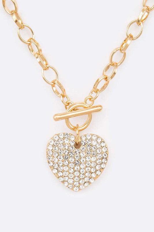 Crystal Heart Pendant Necklace Set