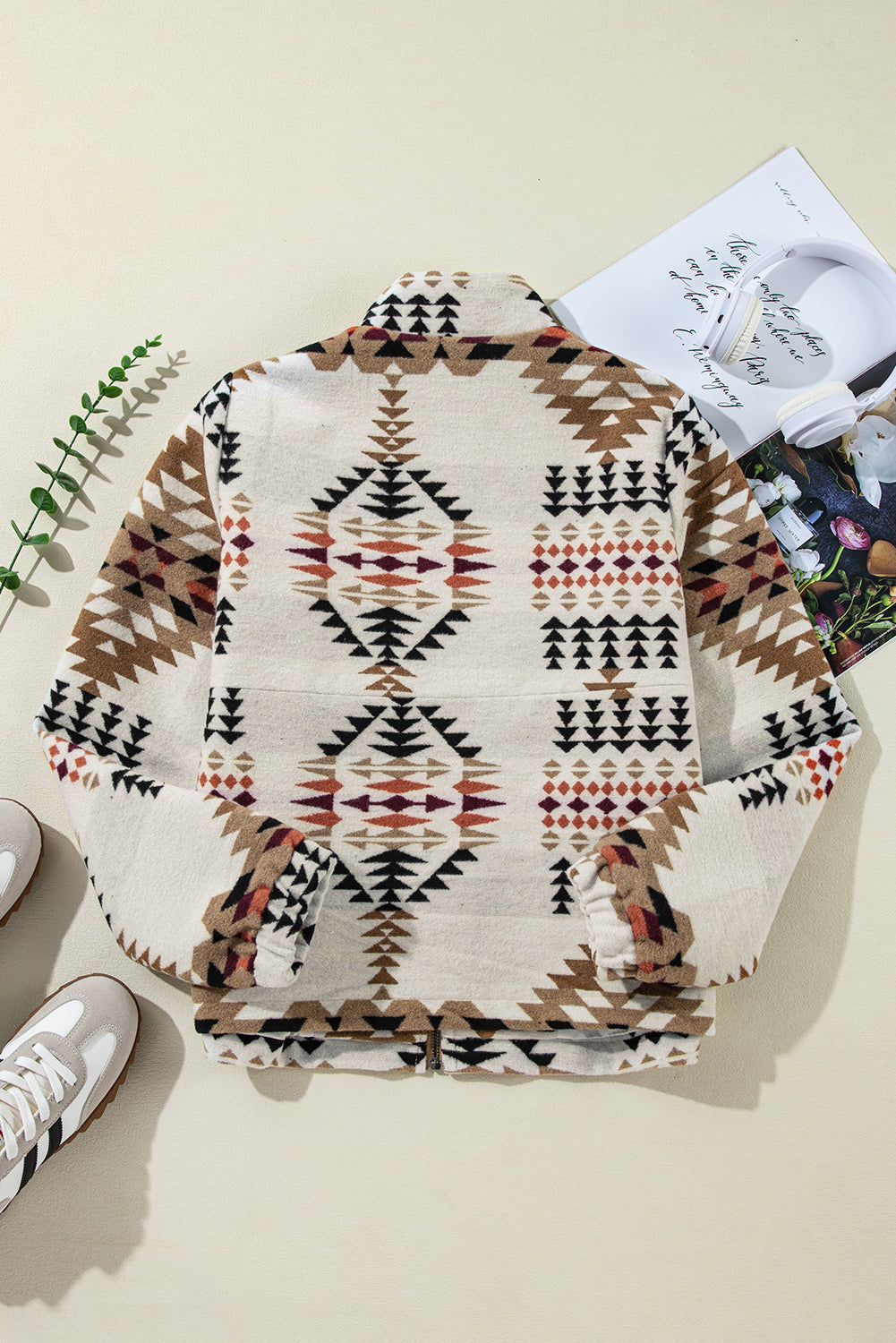  Aztec Beige Zip Up Jacket