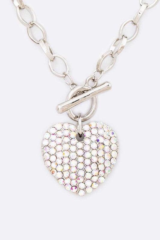 Crystal Heart Pendant Necklace Set