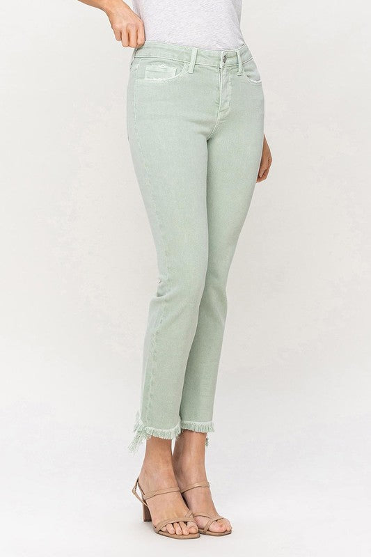 Mid Rise Crop Straight Jeans - Klazzi Fashion Boutique